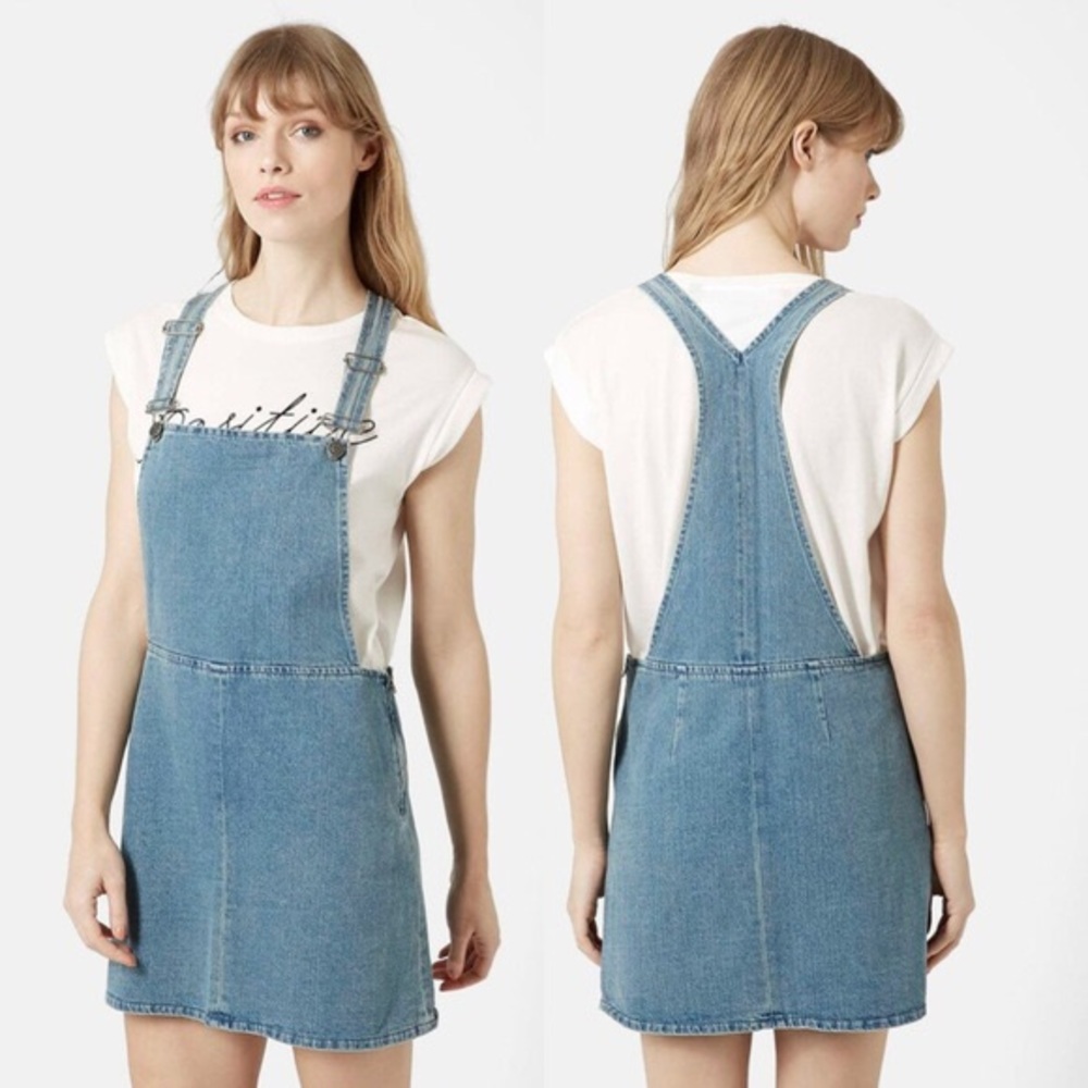 Topshop Moto Bleach Denim Pinafore Dress 4
